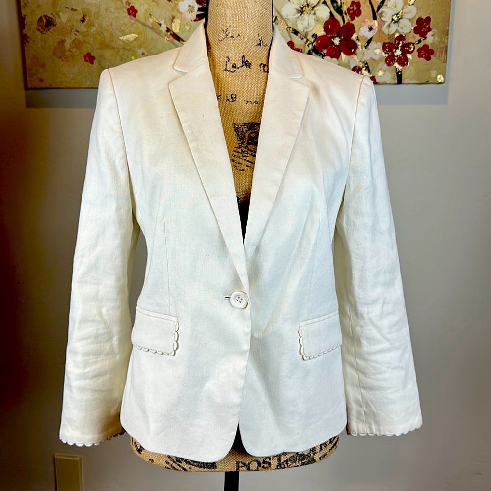 Ann Taylor white linen blazer